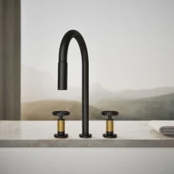 Pull-down kitchen sink faucet with two-function sprayhead