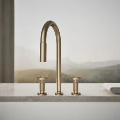 Pull-down kitchen sink faucet with two-function sprayhead