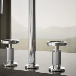 Pull-down kitchen sink faucet with two-function sprayhead