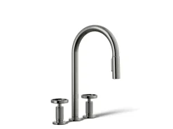 Pull-down kitchen sink faucet with two-function sprayhead