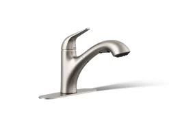 Pull-out kitchen sink faucet with two-function sprayhead