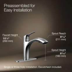 Pull-out kitchen sink faucet with two-function sprayhead