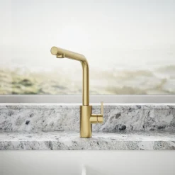 Pull-out kitchen sink faucet with two-function sprayhead