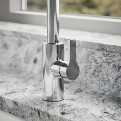 Pull-out kitchen sink faucet with two-function sprayhead