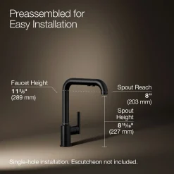 Pull-out kitchen sink faucet with three-function sprayhead