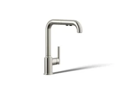 Pull-out kitchen sink faucet with three-function sprayhead