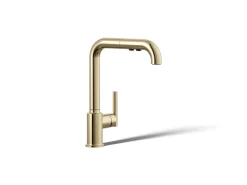 Pull-out kitchen sink faucet with three-function sprayhead