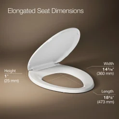 Quick-Release™ elongated toilet seat with antimicrobial agent