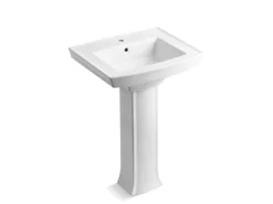 24" rectangular pedestal bathroom sink