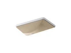 21" rectangular undermount bathroom sink with glazed underside, no overflow