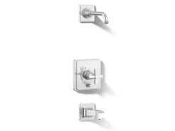 Rite-Temp® bath and shower trim kit with push-button diverter and cross handle, without showerhead