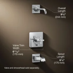 Rite-Temp® bath and shower trim kit with push-button diverter and cross handle, without showerhead