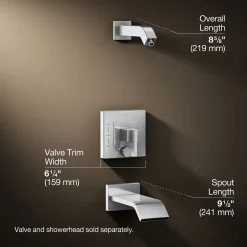 Rite-Temp® bath and shower trim kit with push-button diverter, without showerhead