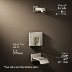 Rite-Temp® bath and shower trim kit with push-button diverter, without showerhead
