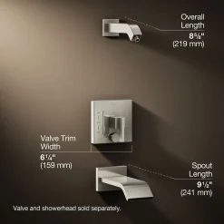 Rite-Temp® bath and shower trim kit with push-button diverter, without showerhead