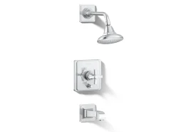 Rite-Temp® bath and shower trim kit with push-button diverter and cross handle, 2.5 gpm