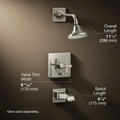 Rite-Temp® bath and shower trim kit with push-button diverter and cross handle, 2.5 gpm