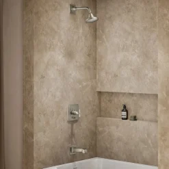Rite-Temp® bath and shower trim kit with push-button diverter and cross handle, 2.5 gpm