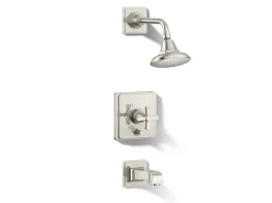 Rite-Temp® bath and shower trim kit with push-button diverter and cross handle, 2.5 gpm