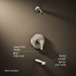 Rite-Temp® bath and shower trim kit with push-button diverter, without showerhead