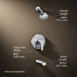 Rite-Temp® bath and shower trim kit with push-button diverter and lever handle, 2.5 gpm
