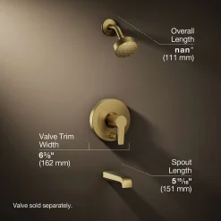 Rite-Temp® bath and shower trim kit with push-button diverter and lever handle, 2.5 gpm