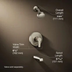Rite-Temp® bath and shower trim kit with push-button diverter and lever handle, 2.5 gpm