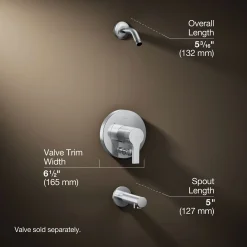 Rite-Temp® bath and shower trim kit with push-button diverter, without showerhead