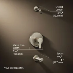 Rite-Temp® bath and shower trim kit with push-button diverter, without showerhead