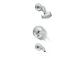 Rite-Temp® bath and shower trim kit with push-button diverter and cross handle, 1.75 gpm