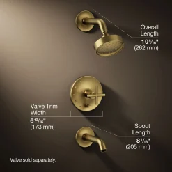 Rite-Temp® bath and shower trim kit with push-button diverter and cross handle, 1.75 gpm