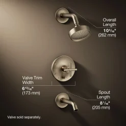 Rite-Temp® bath and shower trim kit with push-button diverter and cross handle, 1.75 gpm