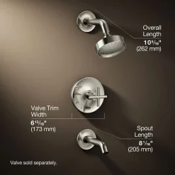 Rite-Temp® bath and shower trim kit with push-button diverter and cross handle, 1.75 gpm