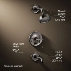 Rite-Temp® bath and shower trim kit with push-button diverter and cross handle, 1.75 gpm