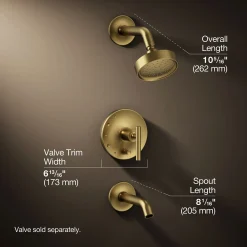 Rite-Temp® bath and shower trim kit with push-button diverter and lever handle, 1.75 gpm