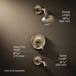 Rite-Temp® bath and shower trim kit with push-button diverter and lever handle, 1.75 gpm