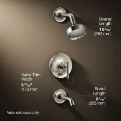 Rite-Temp® bath and shower trim kit with push-button diverter and lever handle, 1.75 gpm