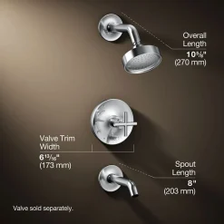 Rite-Temp® bath and shower trim kit with push-button diverter and cross handle, 2.5 gpm