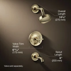Rite-Temp® bath and shower trim kit with push-button diverter and cross handle, 2.5 gpm