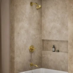 Rite-Temp® bath and shower trim kit with push-button diverter and cross handle, 2.5 gpm