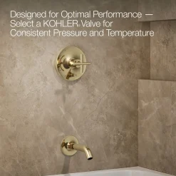 Rite-Temp® bath and shower trim kit with push-button diverter and cross handle, 2.5 gpm
