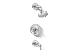 Rite-Temp® bath and shower trim kit with push-button diverter and cross handle, 2.5 gpm
