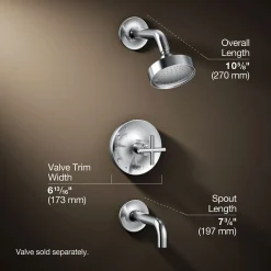 Rite-Temp® bath and shower trim kit with push-button diverter and cross handle, 2.5 gpm
