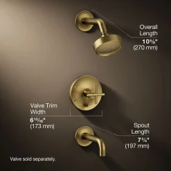 Rite-Temp® bath and shower trim kit with push-button diverter and cross handle, 2.5 gpm