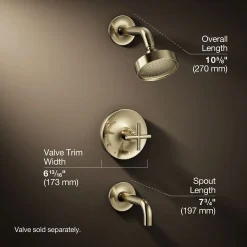 Rite-Temp® bath and shower trim kit with push-button diverter and cross handle, 2.5 gpm