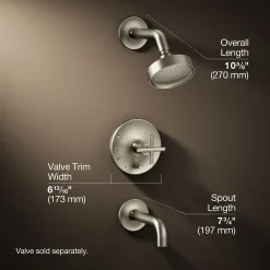 Rite-Temp® bath and shower trim kit with push-button diverter and cross handle, 2.5 gpm