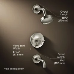 Rite-Temp® bath and shower trim kit with push-button diverter and cross handle, 2.5 gpm