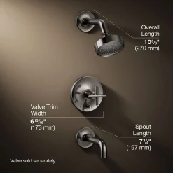 Rite-Temp® bath and shower trim kit with push-button diverter and cross handle, 2.5 gpm