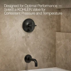 Rite-Temp® bath and shower trim kit with push-button diverter and cross handle, 2.5 gpm