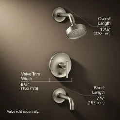 Rite-Temp® bath and shower trim kit with push-button diverter and lever handle, 2.5 gpm